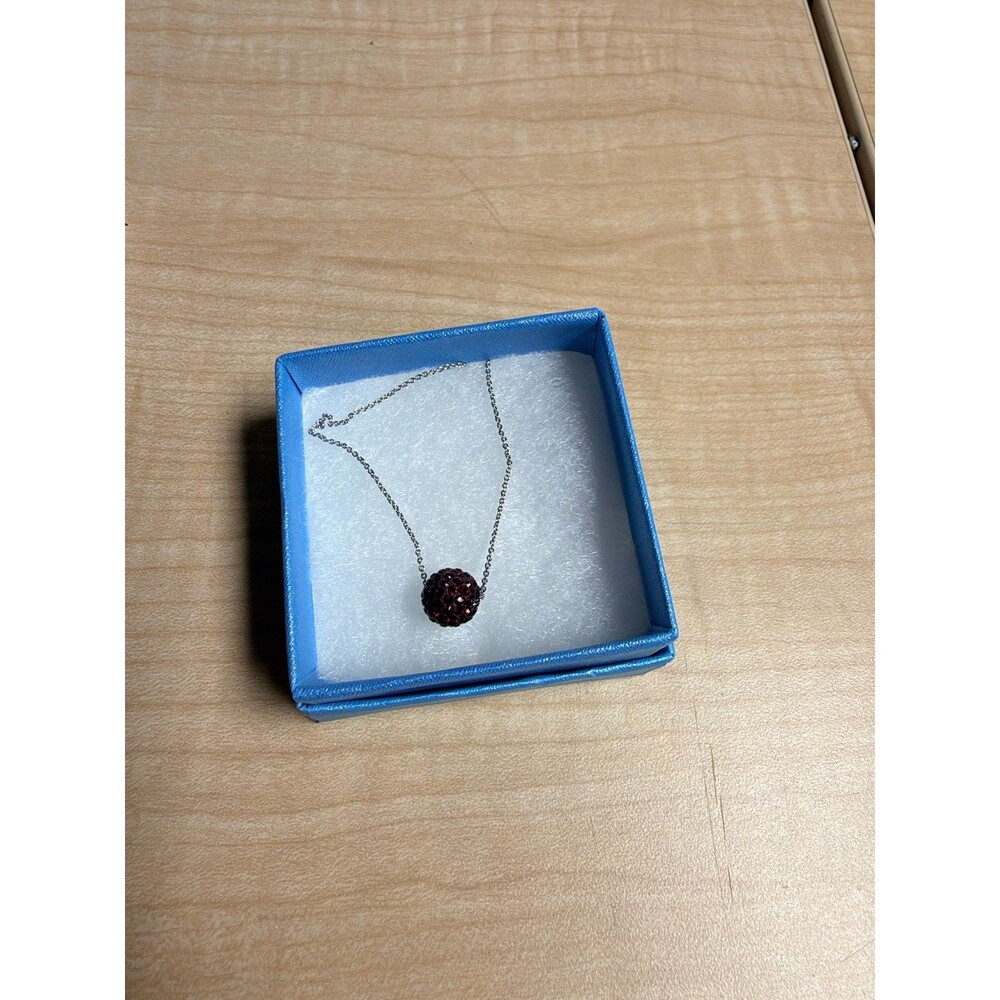 Touchstone Crystal Siam Crystal Necklace Pendant, Silver & Red